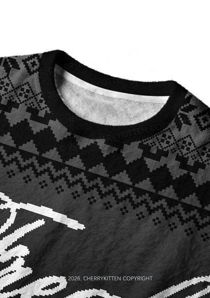 Black Freak Y2K Christmas Knit Sweatshirt Cherrykitten