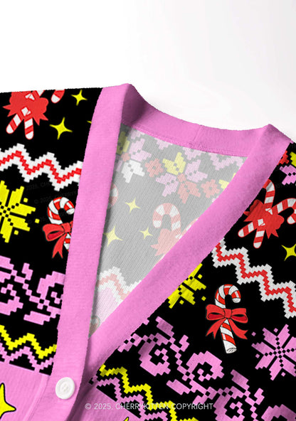 Lick Itself Y2K Christmas Cardigan Knit Sweatshirt Cherrykitten