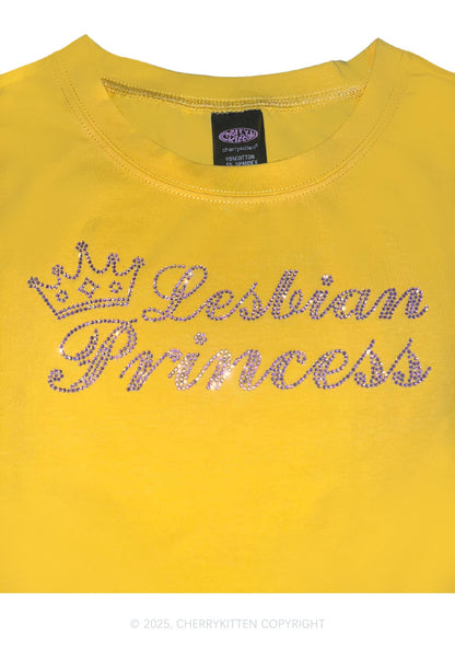Rhinestone Lesbian Princess Pride Y2K Baby Tee Cherrykitten