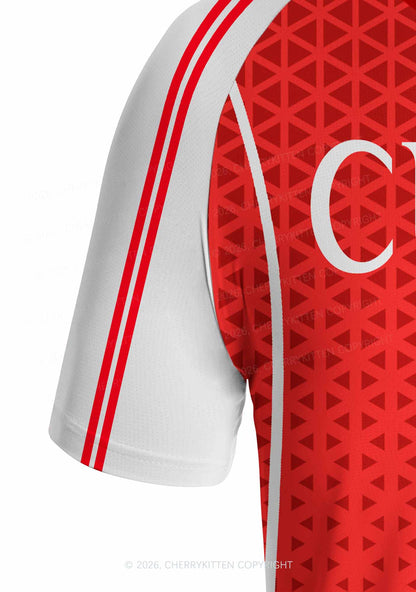 Custom Red Triangle Plaid Y2K Football Jersey Shirts Cherrykitten