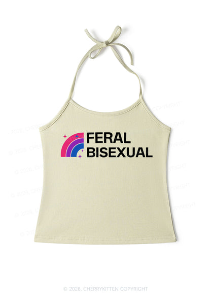 Feral Bisexual Pride Y2K Halter Neck Cami Cherrykitten
