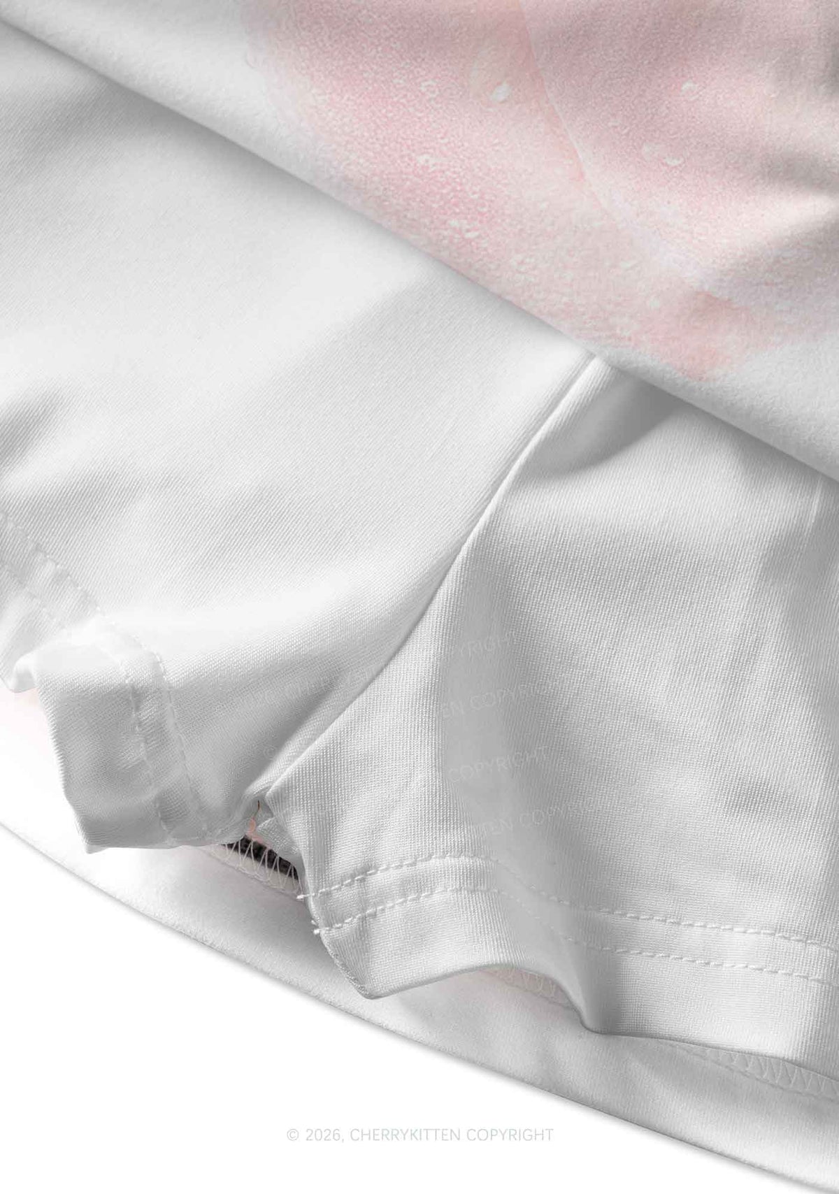 Peach On White Y2K Print Mini Skirt Cherrykitten