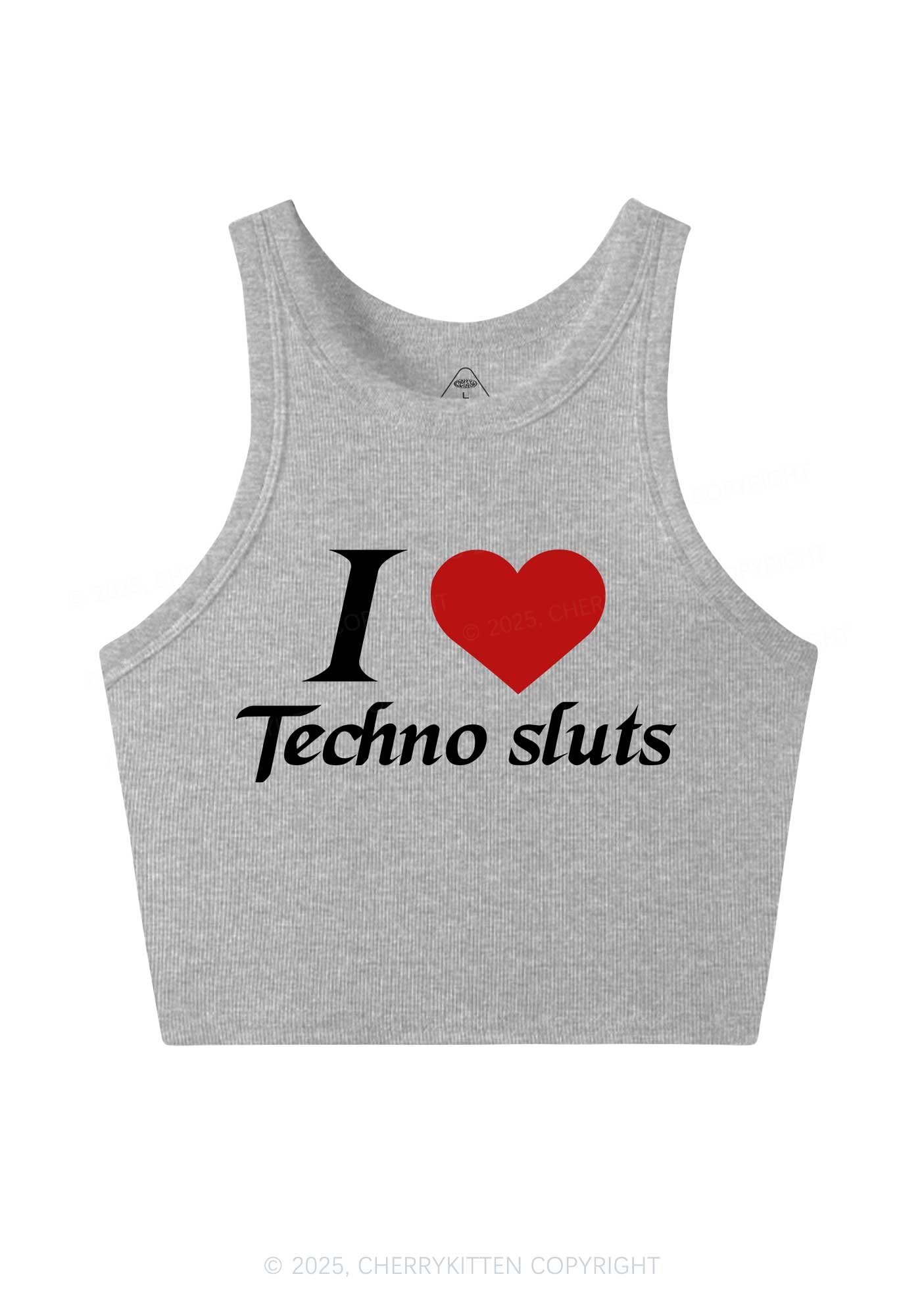 I Love Techno Slxts Y2K Crop Tank Top Cherrykitten