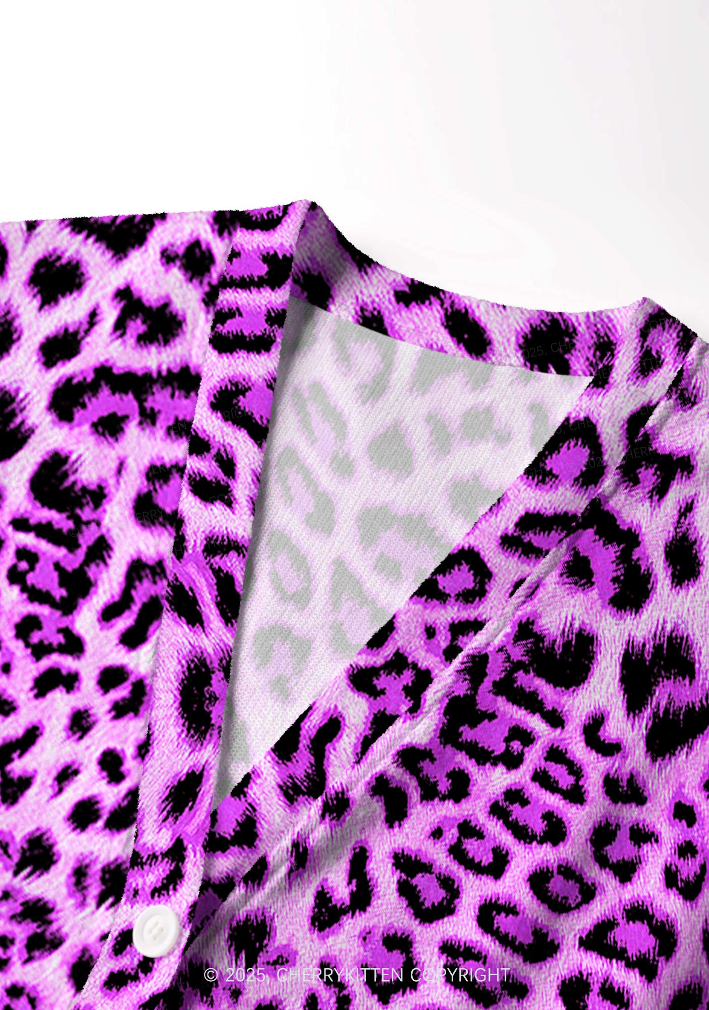 Dark Purple Leopard Y2K Christmas Cardigan Knit Sweatshirt Cherrykitten