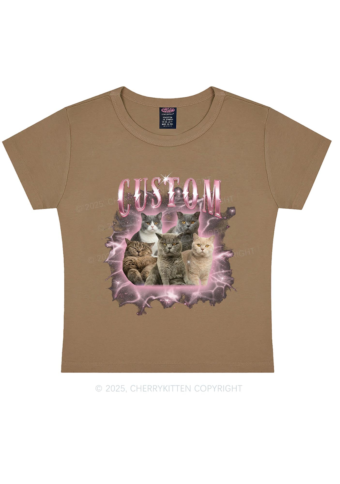 Custom Cat Photo Art Y2K Baby Tee Cherrykitten