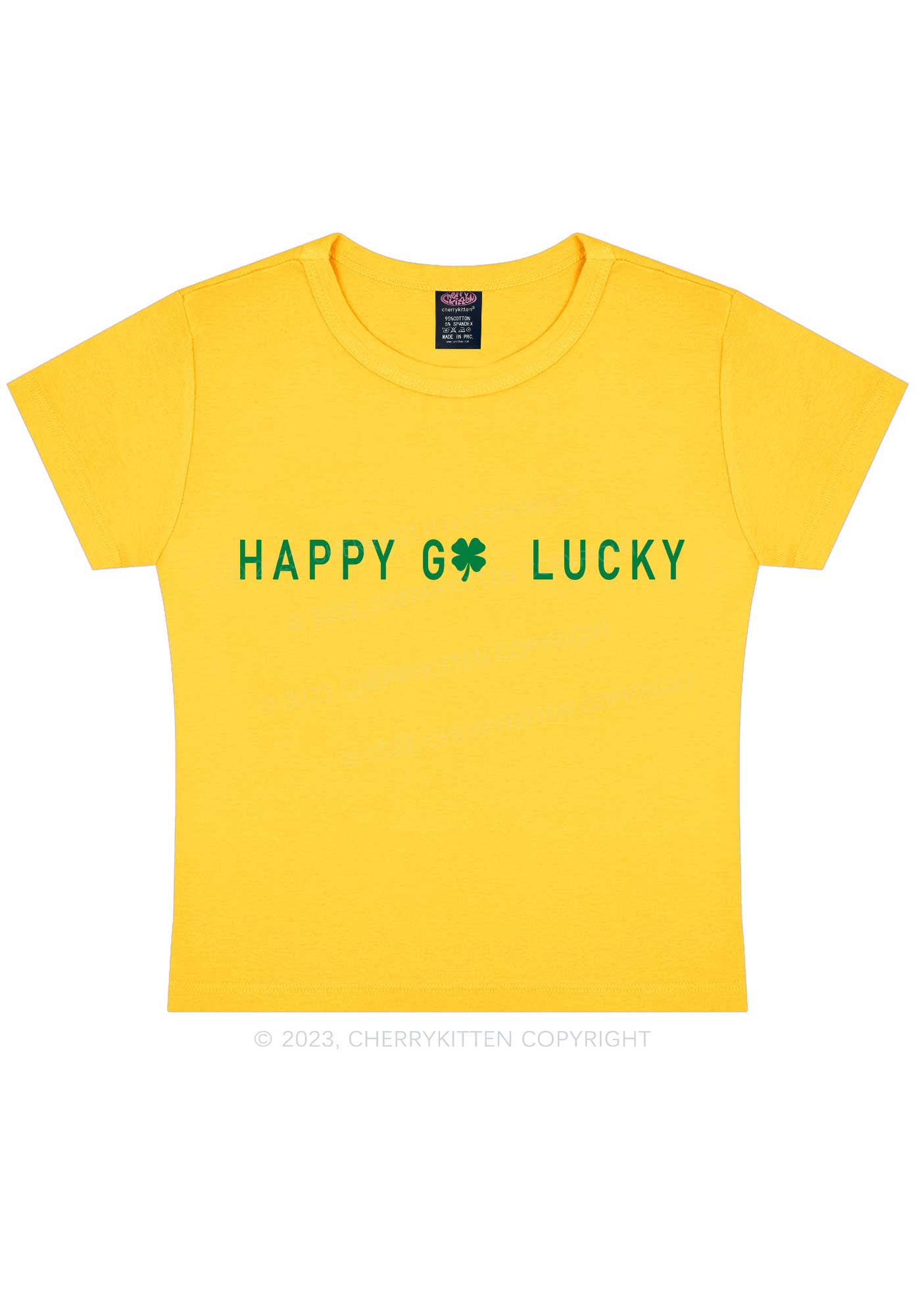 Happy Go Lucky St Patricks Y2K Baby Tee Cherrykitten