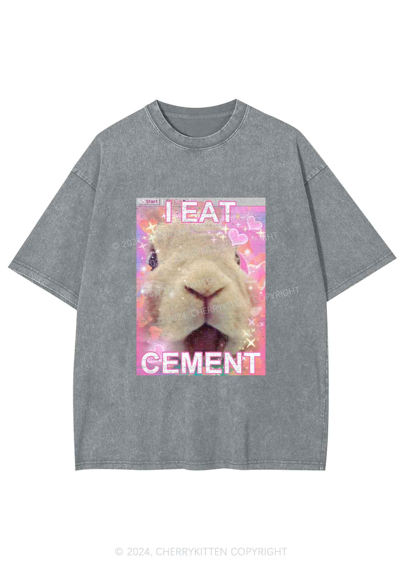 Bunny Eat Cement Y2K Washed Tee Cherrykitten