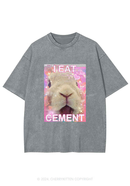 Bunny Eat Cement Y2K Washed Tee Cherrykitten