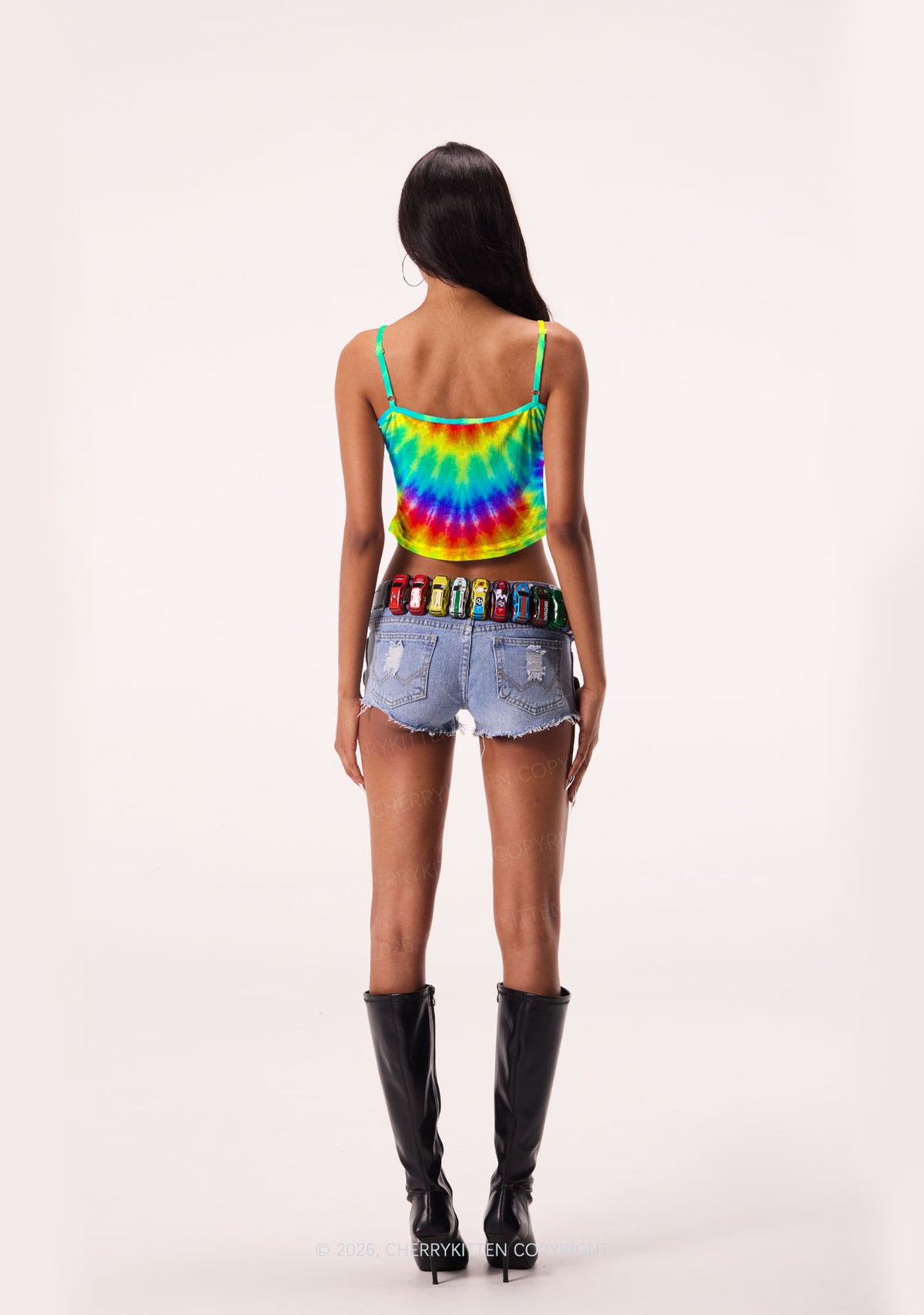 Thermal Txts Y2K Print Cami Crop Top Cherrykitten