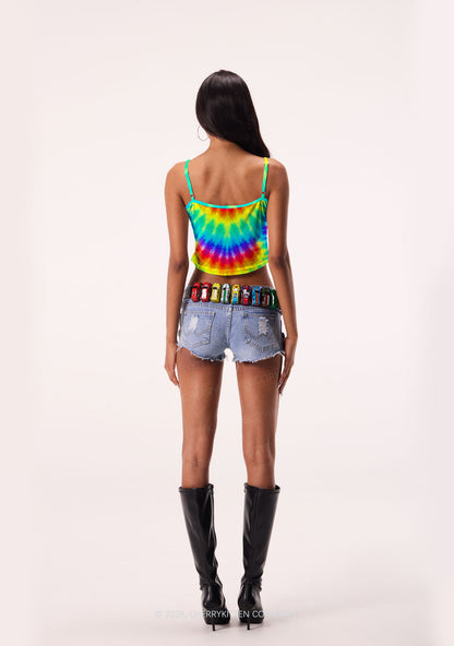 Thermal Txts Y2K Print Cami Crop Top Cherrykitten