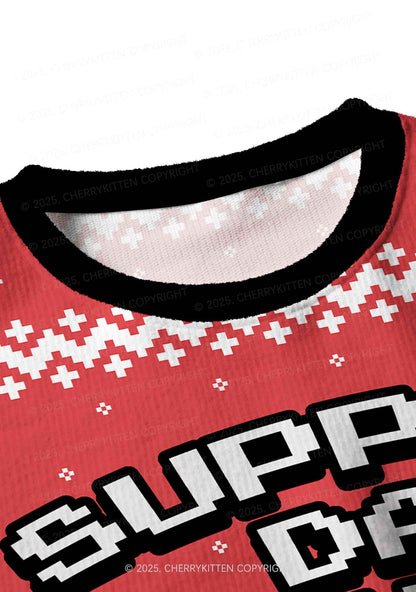 Support Day Drinking Y2K Christmas Crop Knit Sweatshirt Cherrykitten