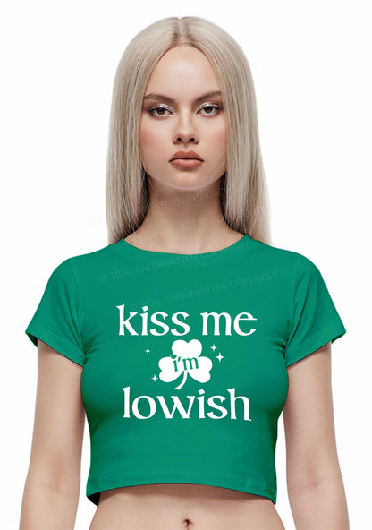 Kiss Me Im Iowish St Patricks Y2K Baby Tee Cherrykitten