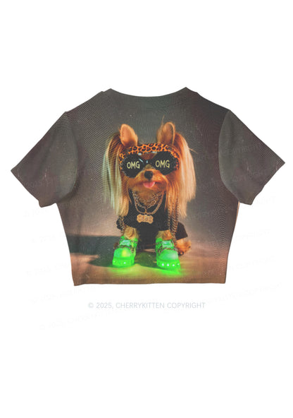 OMG Doggy Y2K Mesh Crop Top Cherrykitten