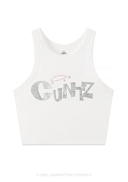 Rhinestone Cxntz Y2K Crop Tank Top Cherrykitten