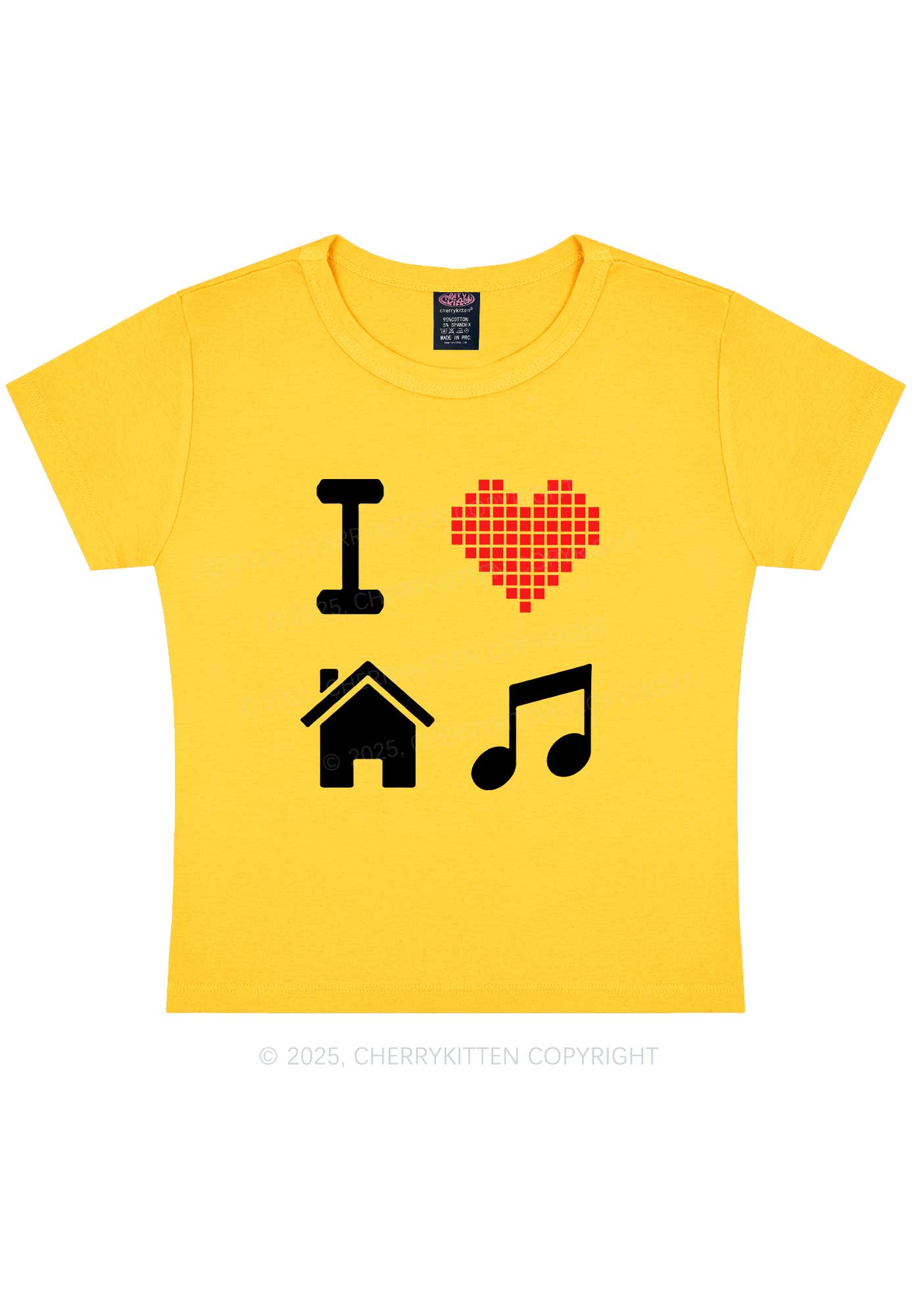 I Love House Music Y2K Baby Tee Cherrykitten