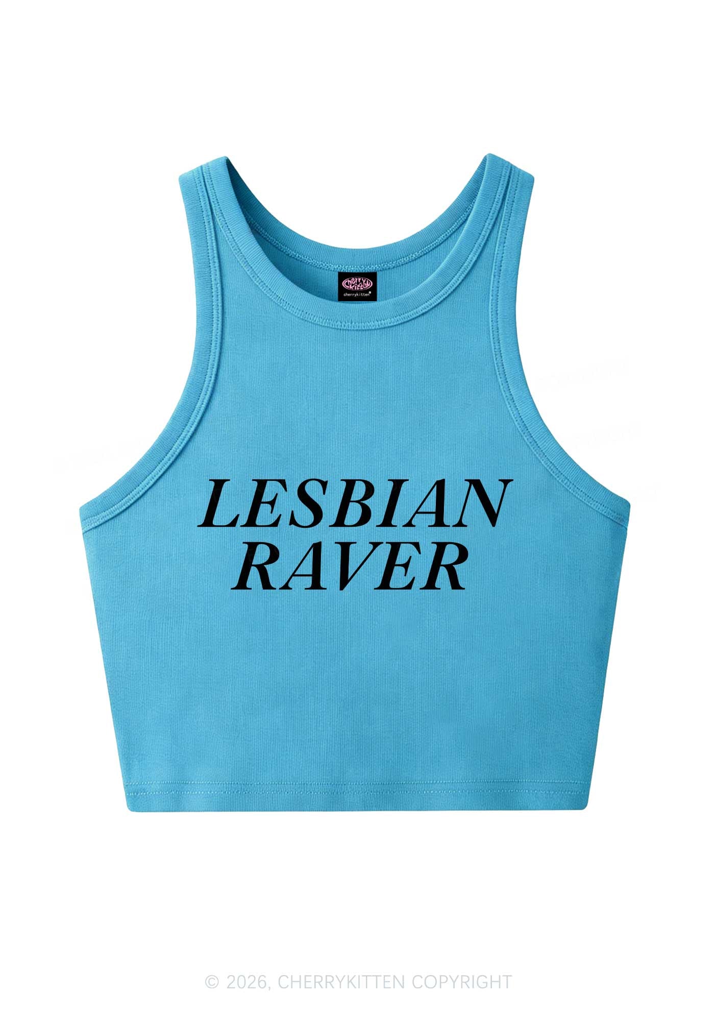 Lesbian Raver Pride Y2K Crop Tank Top Cherrykitten