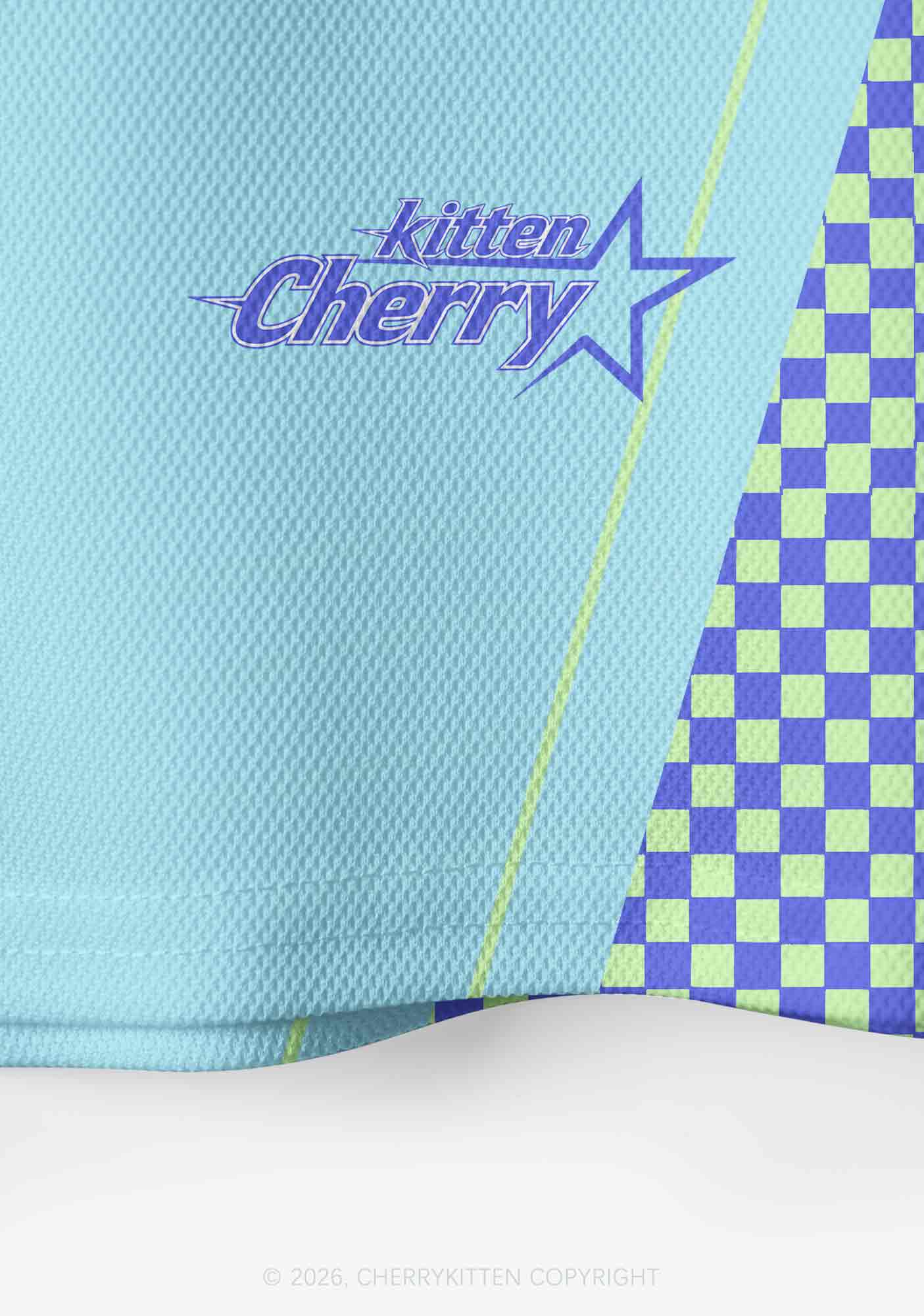 Blue Girl Kisser Pride Y2K Crop Sport Jersey Shirts Cherrykitten