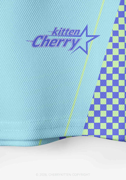 Blue Girl Kisser Pride Y2K Crop Sport Jersey Shirts Cherrykitten