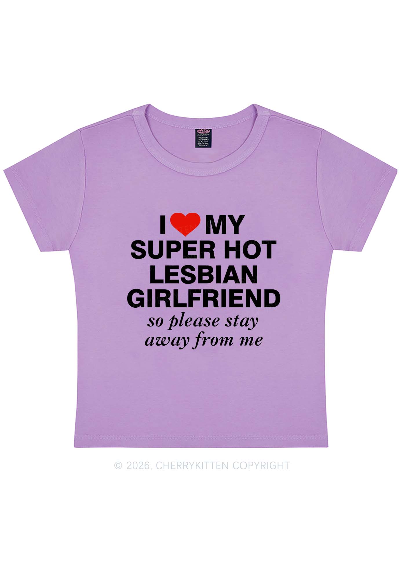 I Love My Super Hot Lesbian GF Pride Y2K Baby Tee Cherrykitten