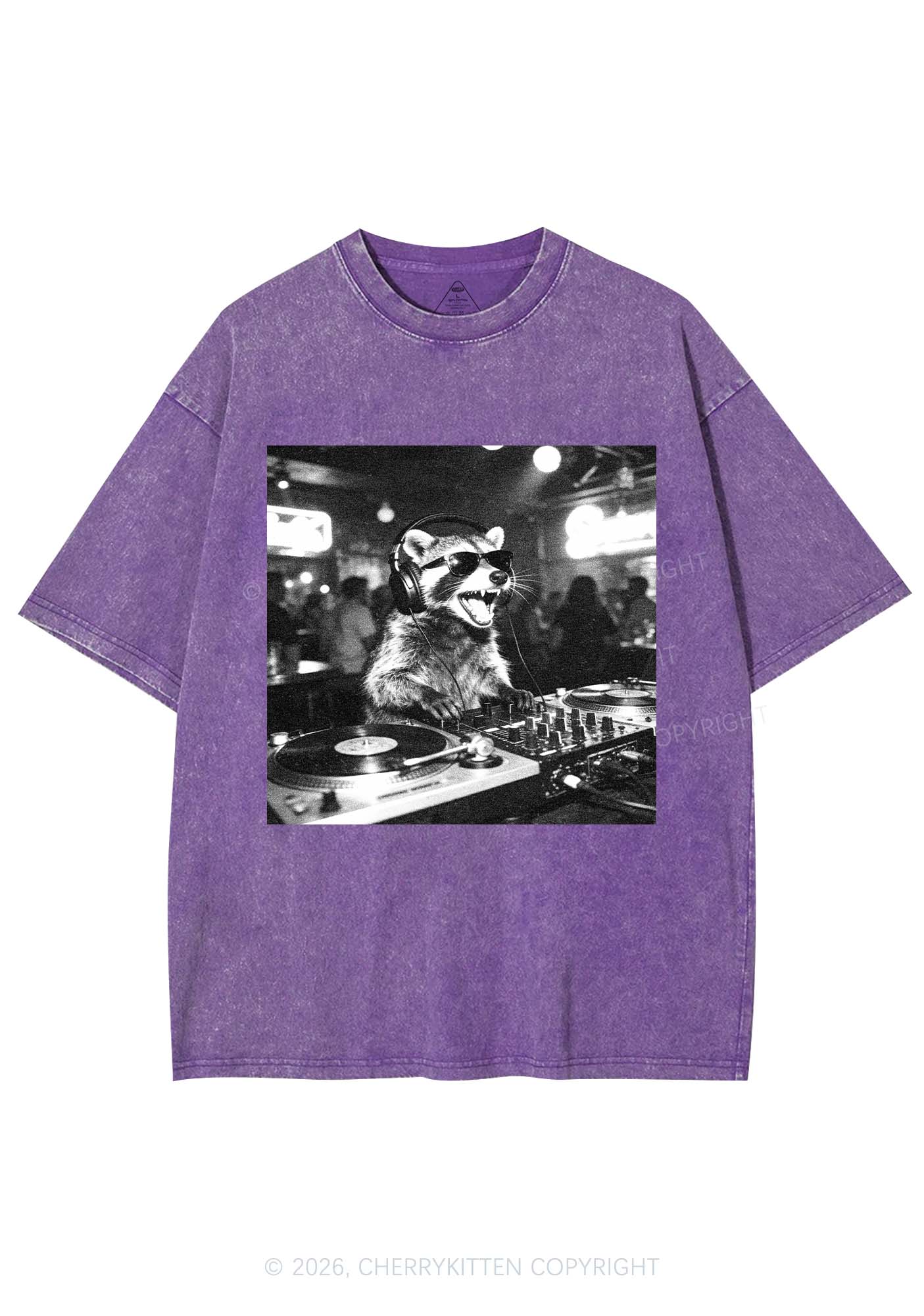 Vintage DJ Raccoon Y2K Shirts Washed Tee Cherrykitten