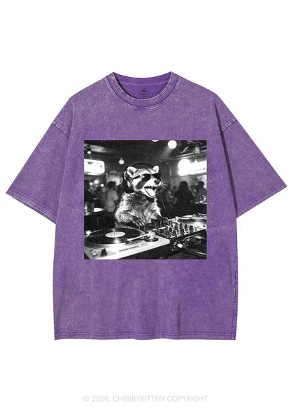 Vintage DJ Raccoon Y2K Shirts Washed Tee Cherrykitten