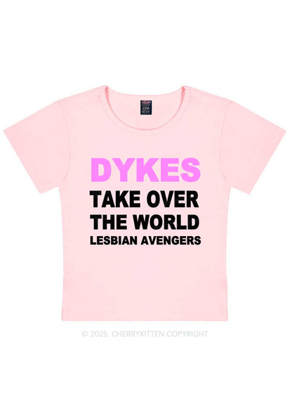 Dyke Take Over The World Y2K Baby Tee Cherrykitten