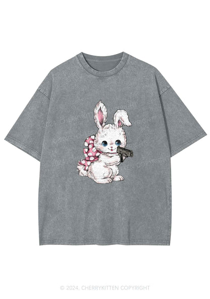 Bunny Shooting Y2K Washed Tee Cherrykitten