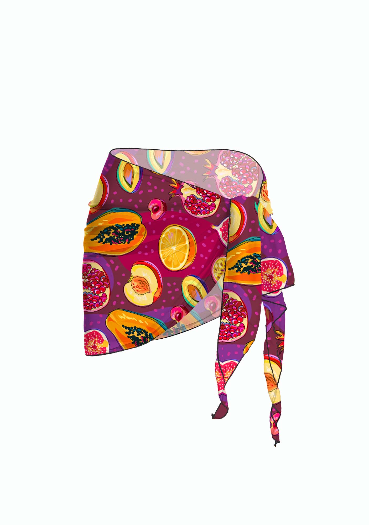 Deep Purple Tropical Fruit Y2K Print Bikini Set Cherrykitten