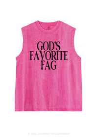 Gods Favorite Fag Pride Y2K Washed Muscle Tank Cherrykitten