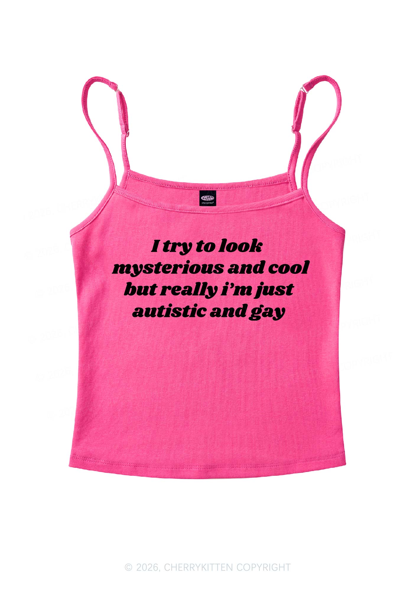 Im Just Autistic And Gay Pride Y2K Spaghetti Strap Cami Cherrykitten