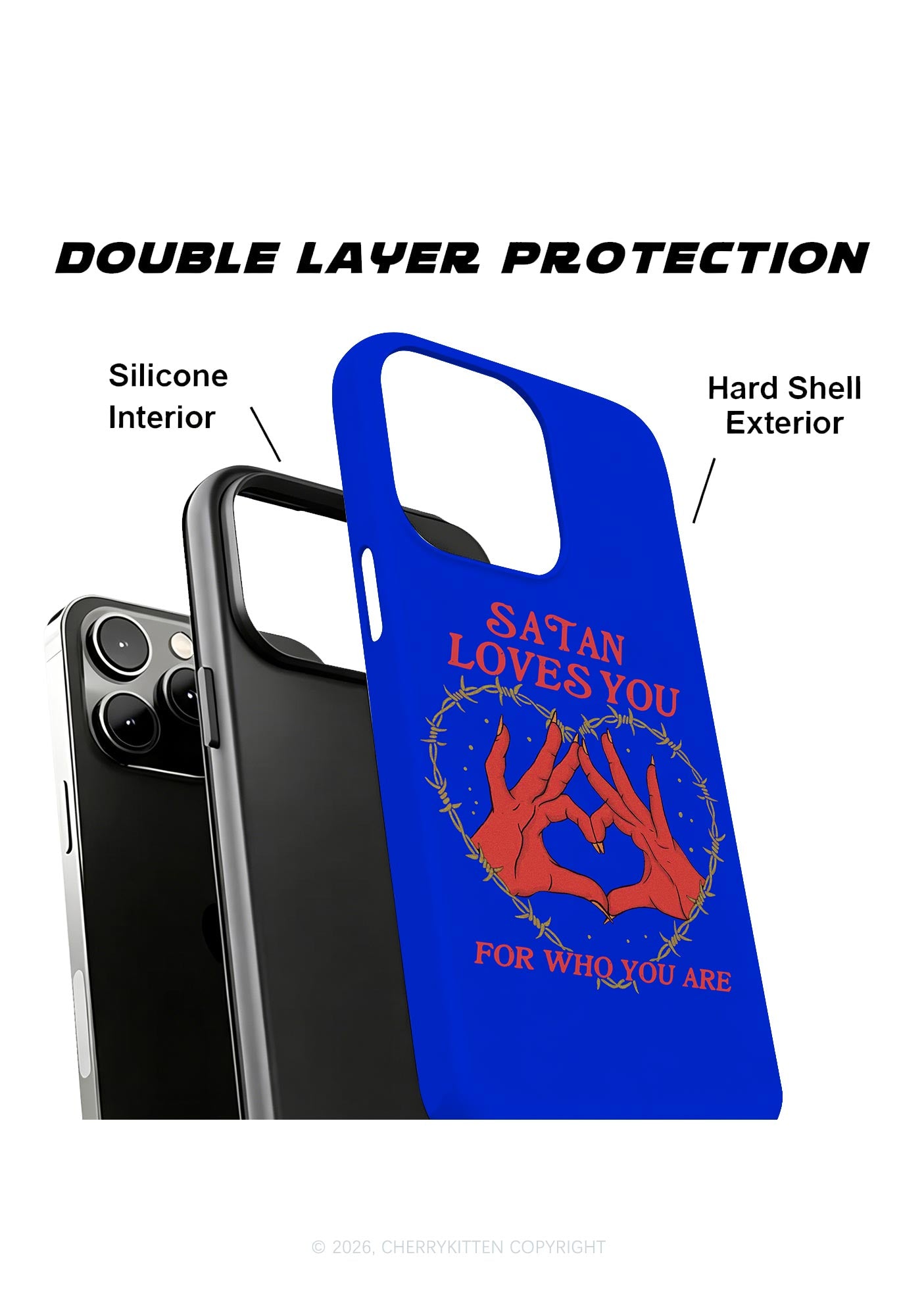 Satan Loves You Heart Halloween Y2K Phone Case Cherrykitten