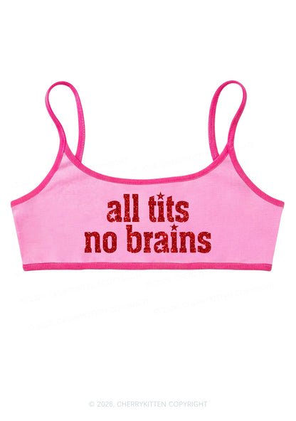 Glitter All Txts No Brains Star Y2K Super Crop Cami Cherrykitten
