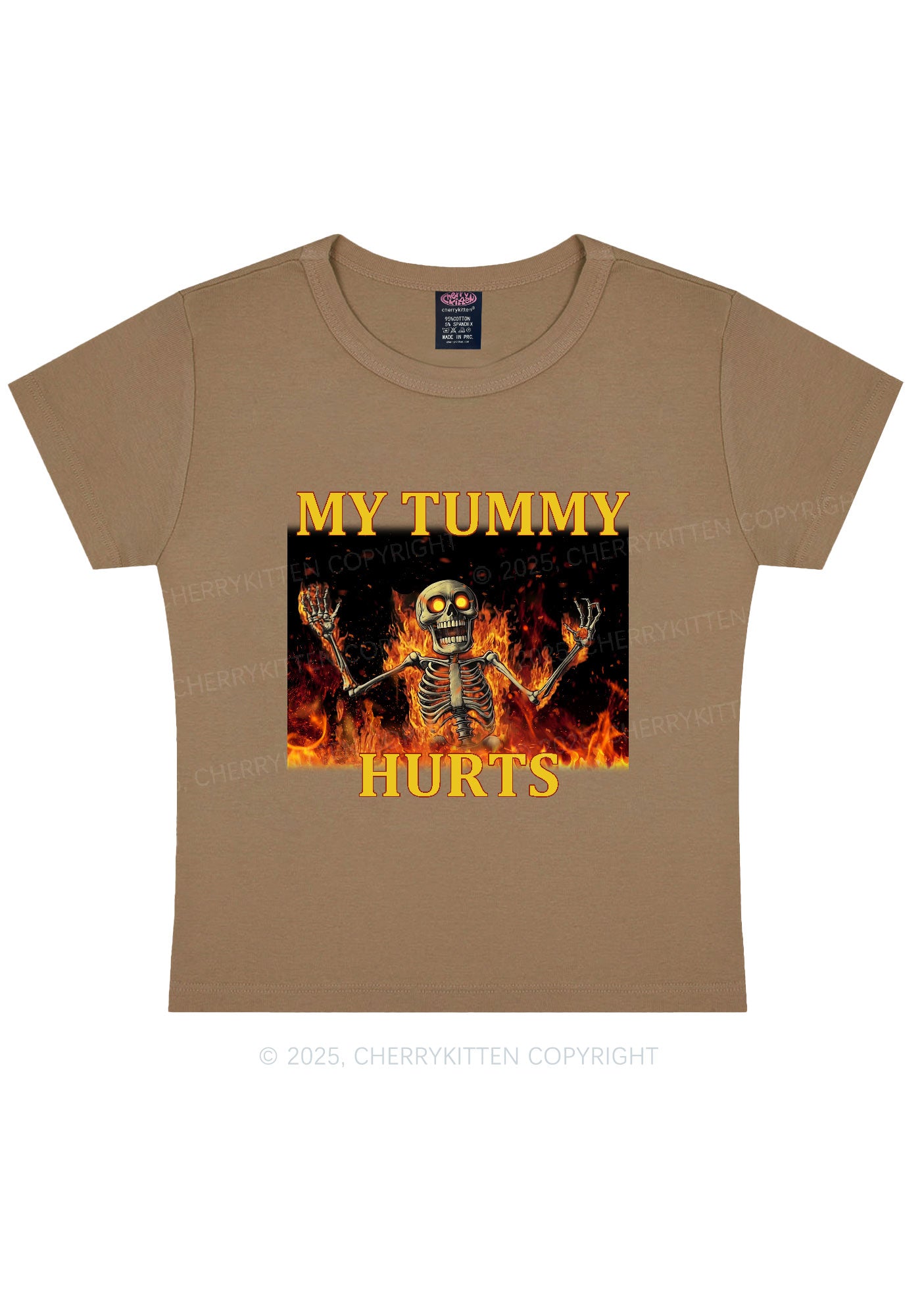 Skeleton Tummy Hurts Y2K Baby Tee Cherrykitten