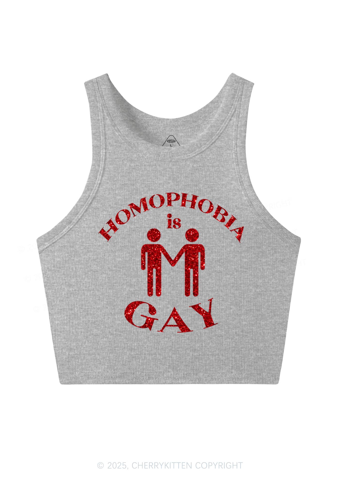 Glitter Homophobia Is Gay Pride Y2K Crop Tank Top Cherrykitten