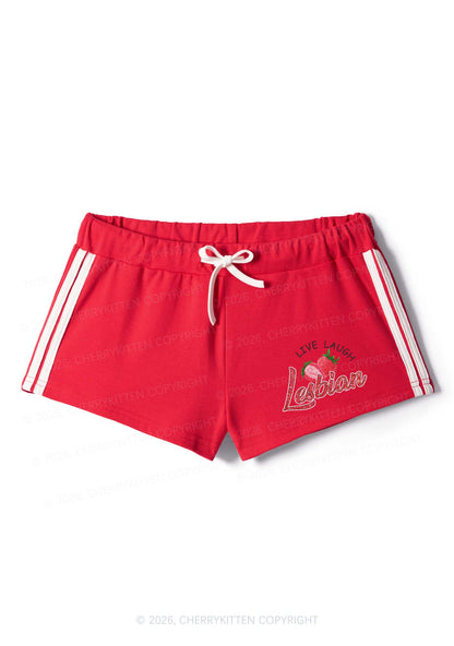 Live Laugh Lesbian Pride Y2K Drawstring Mini Shorts Cherrykitten