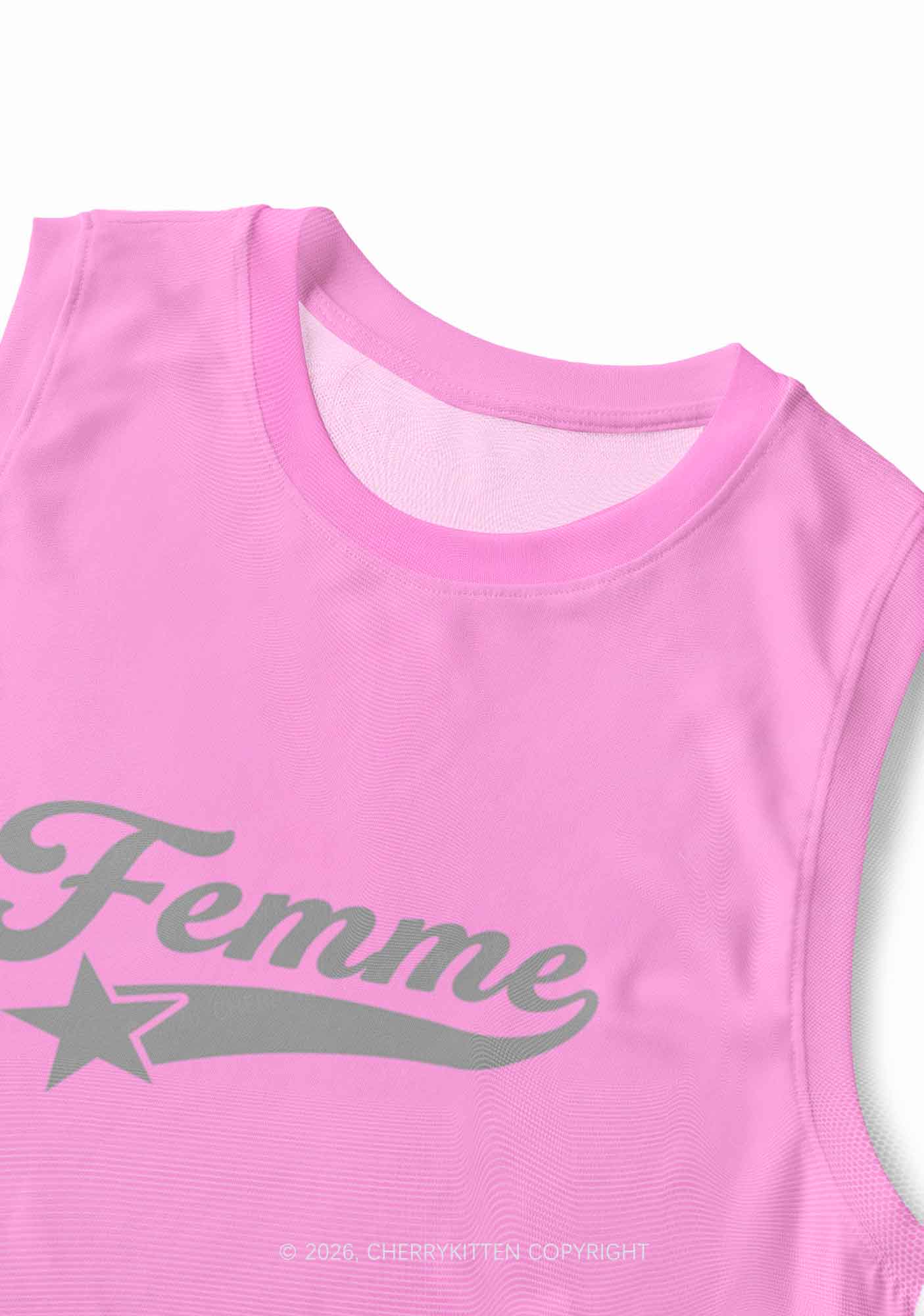 Grey Femme Pride Y2K Mesh Muscle Tank Cherrykitten