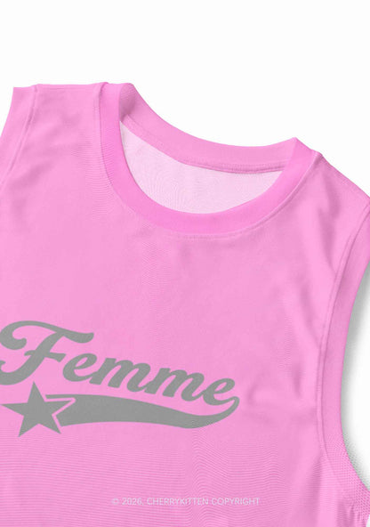 Grey Femme Pride Y2K Mesh Muscle Tank Cherrykitten