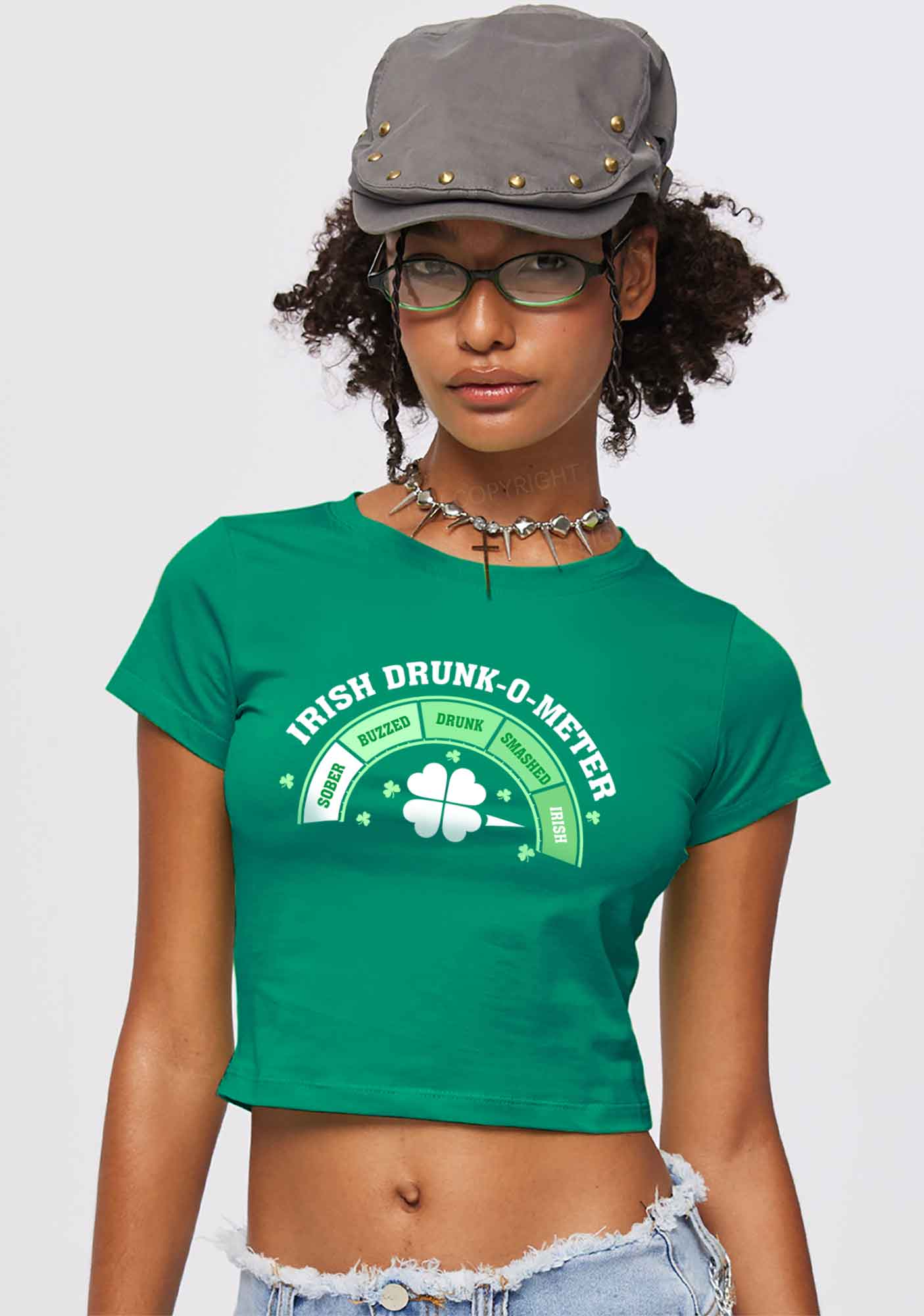 Irish Drunk O Meter St Patricks Y2K Baby Tee Cherrykitten