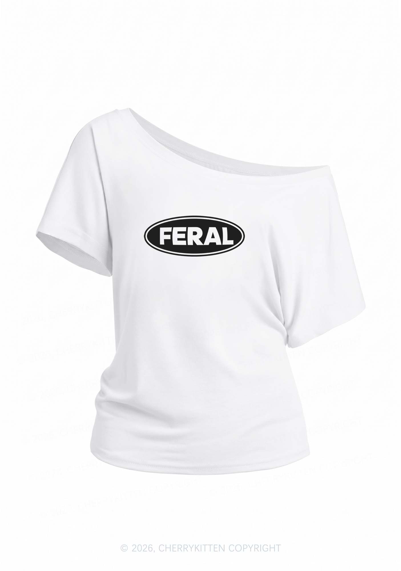 Feral Y2K Off Shoulder Tee Cherrykitten