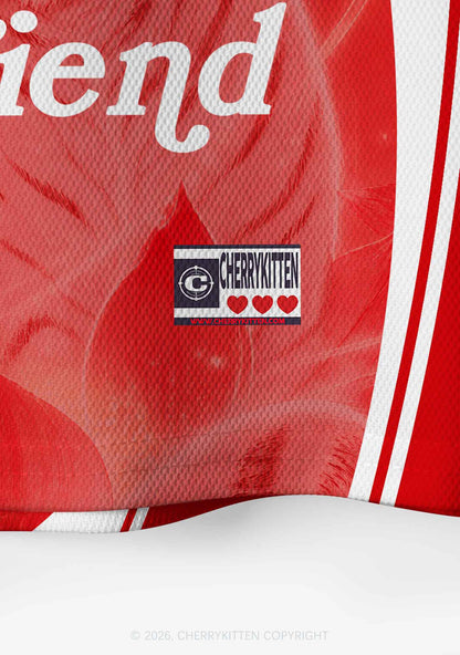 Red I Love My Autistic GF Y2K Crop Sport Jersey Shirts Cherrykitten