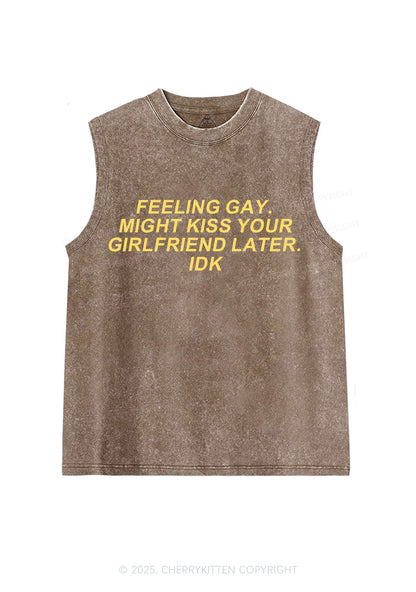 Kiss Your GF Later Pride Y2K Washed Muscle Tank Cherrykitten