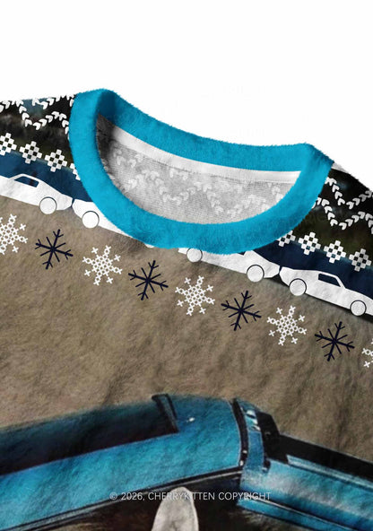 Zebra Driver Y2K Christmas Knit Sweatshirt Cherrykitten