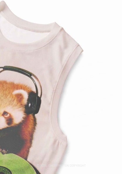 Red Panda DJ Y2K Mesh Muscle Tank Cherrykitten