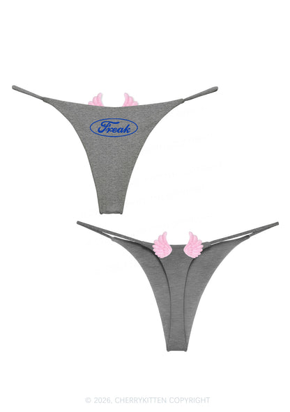 Oval Freak Y2K Goth Angel Wings Bikini String Thong Cherrykitten