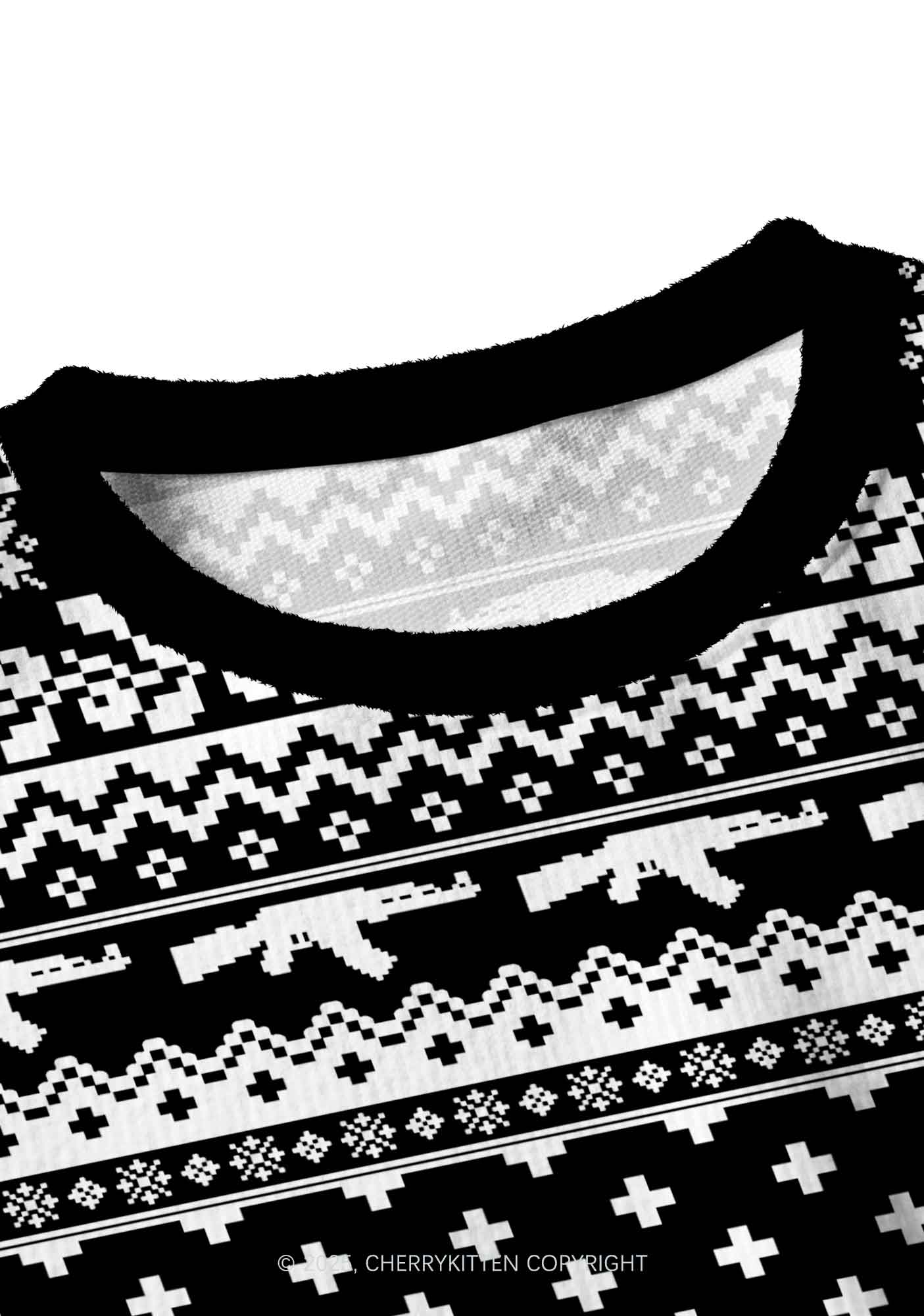 Black Cxxt Y2K Christmas Crop Knit Sweatshirt Cherrykitten