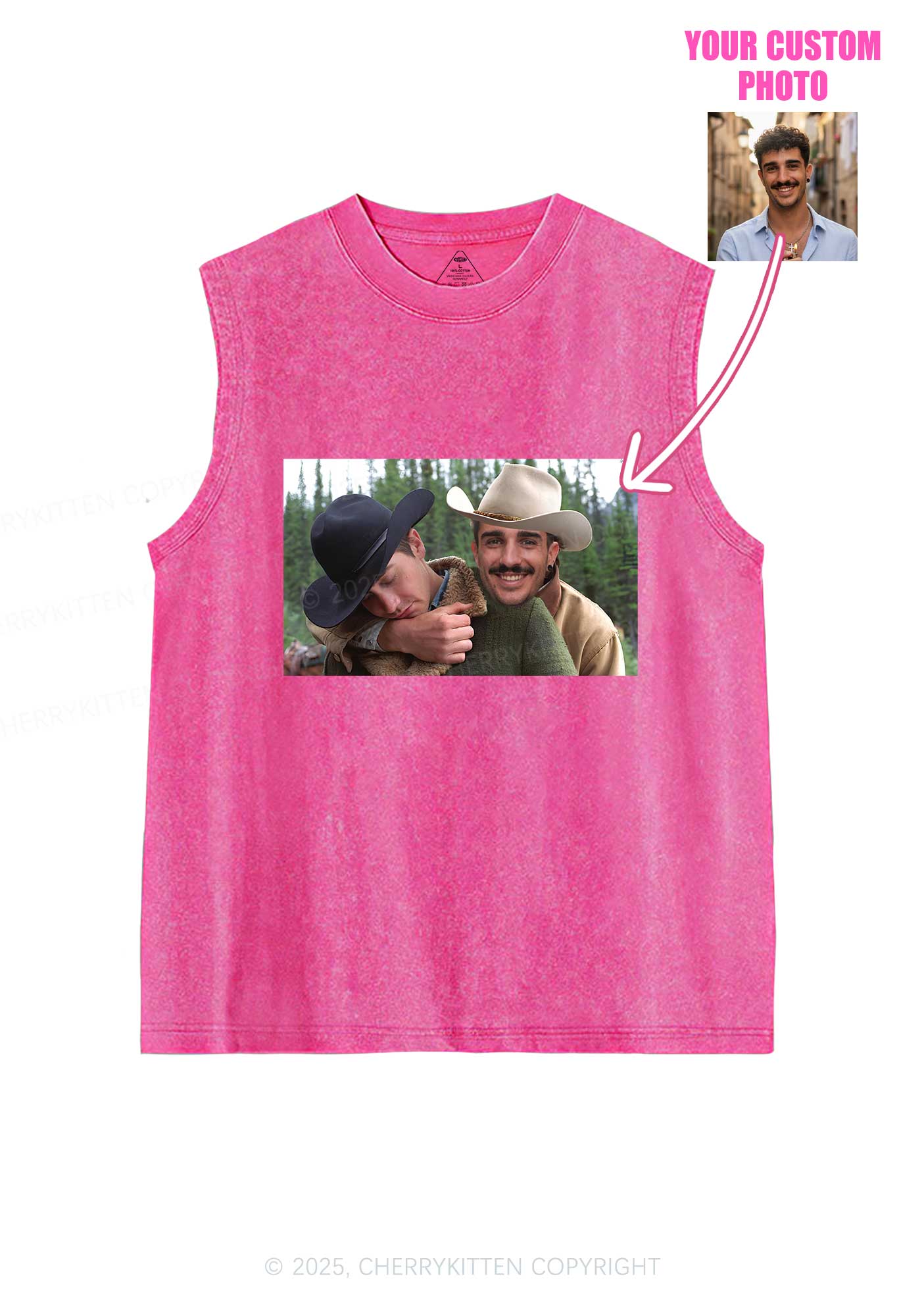 Custom Gay Cowboy Pride Y2K Washed Muscle Tank Cherrykitten