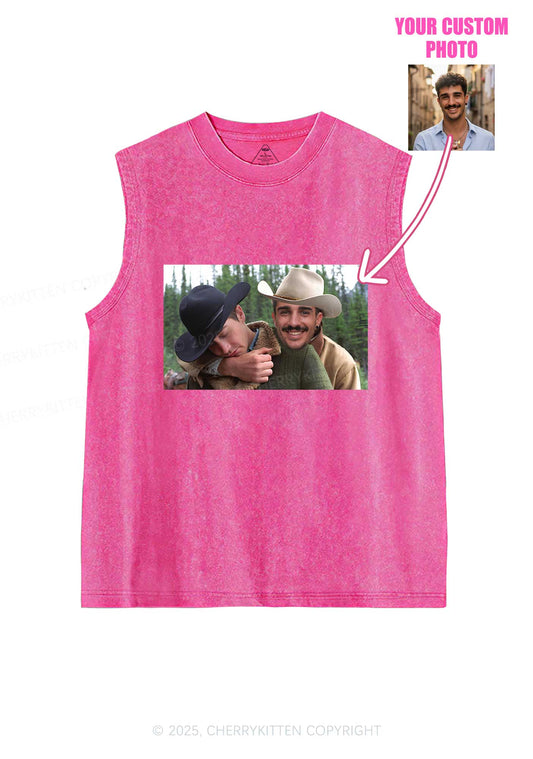 Custom Gay Cowboy Pride Y2K Washed Muscle Tank Cherrykitten