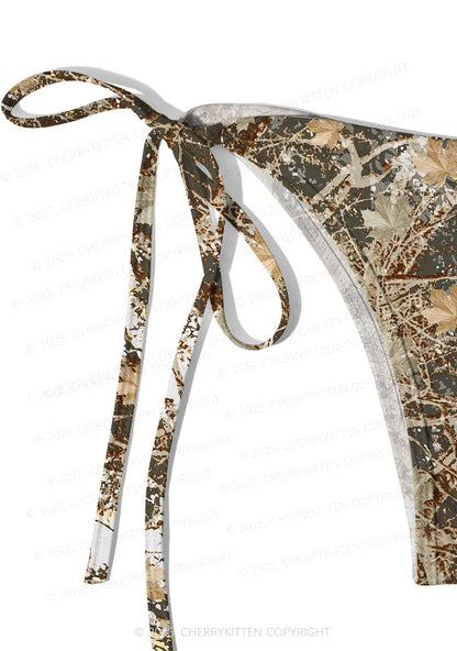 Maple Leaf Camouflage Y2K Print Bikini Set Cherrykitten