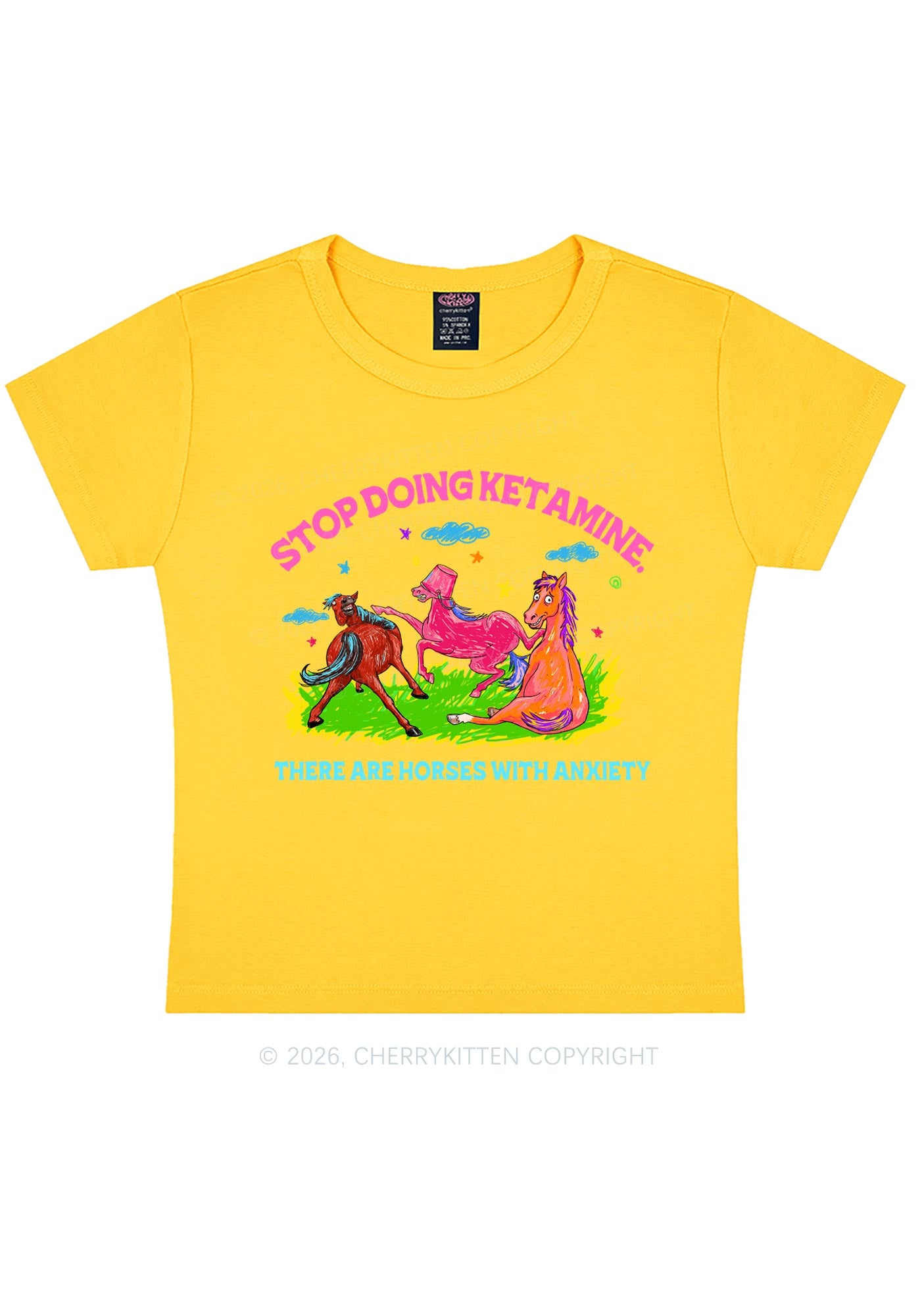 Horses With Anxiety Y2K Baby Tee Cherrykitten
