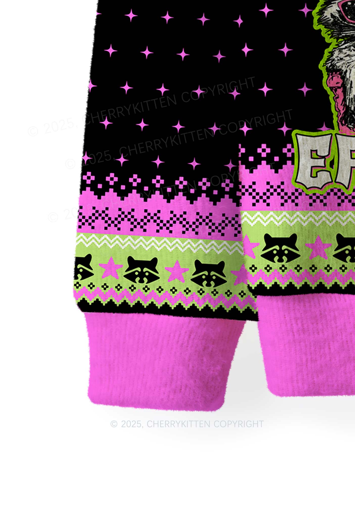 Live Fast Eat Trash Y2K Christmas Knit Sweatshirt Cherrykitten